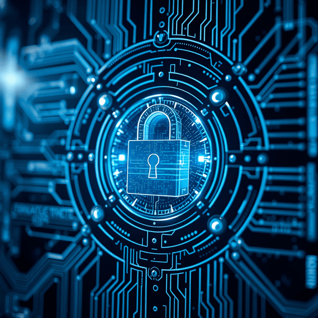 encryption algorithm, quantum computer, digital lock, sharp tech-noir photography style, cool steel blues and white