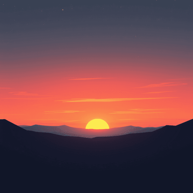 text, image, latent space, sunset, color hex #ff5e00, Clean editorial illustration with digital decay, smooth gradients