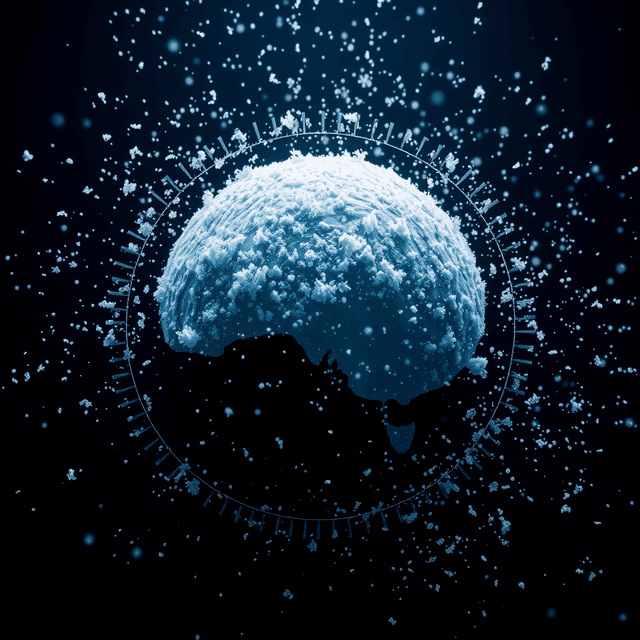 snowfall prediction, weather map, AI icon, sharp tech-noir photography style, cool steel blues and white highlights against