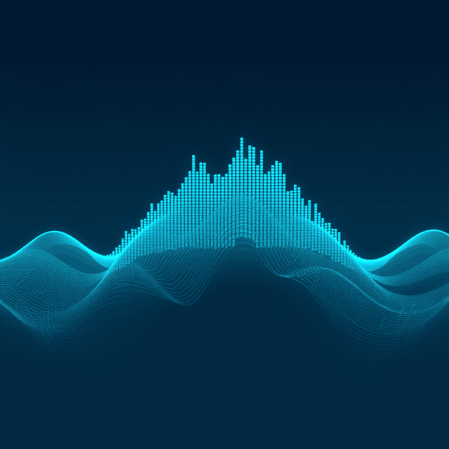music waveform, AI algorithm, audio waves, clean journalistic illustration, cool blue and teal tones
