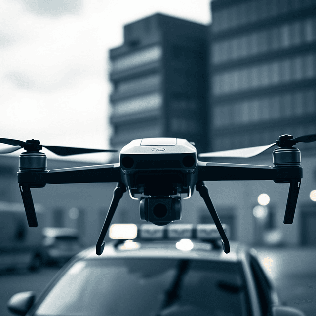 drone, restricted airspace, government vehicle, sharp tech-noir photography style, cool steel blues