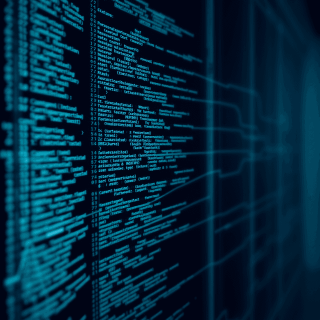 audit trail, API call, mutation, code blocks, curious and analytical feel, cool blue and teal tones