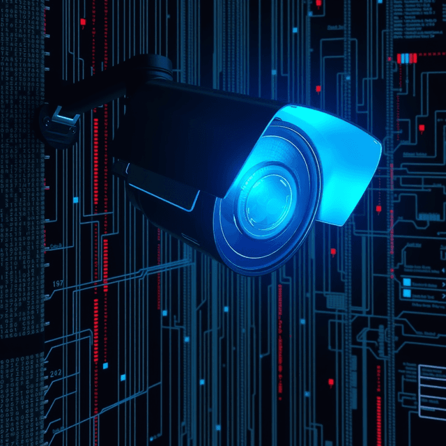 digital surveillance, data catalog, abstract network, sharp tech-noir photography style, cool steel blues