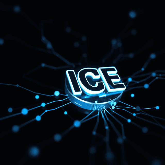 policy document, ICE logo, data network, sharp tech-noir photography style, cool steel blues