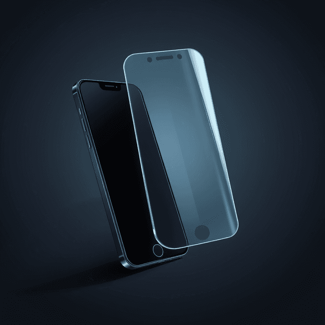 flexible glass, smartphone screen, bending, dark moody tones, editorial illustration