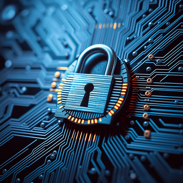 quantum computer, encryption key, circuit board, sharp tech-noir photography style, cool steel blues and white highlights