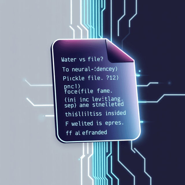pickle file, code execution, neural network, computer chip, clean editorial illustration, digital decay, smooth gradients,