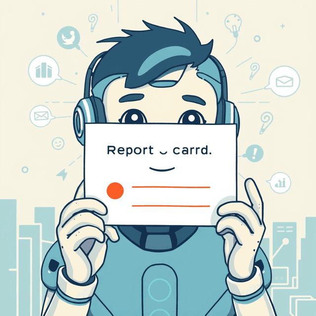 voice agent, report card, AI, technology, curious and analytical feel