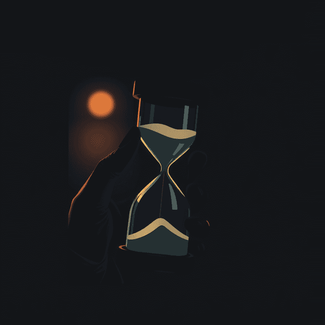 smartphone, hourglass, digital detox, dark moody tones, editorial illustration