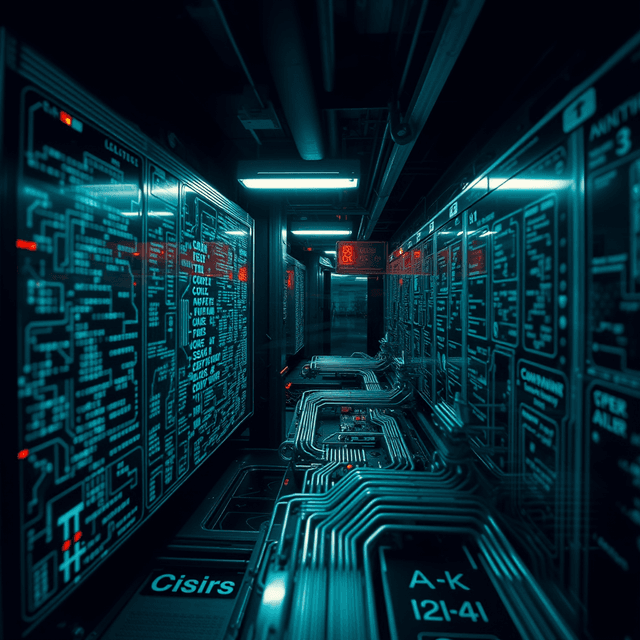 code, circuits, algorithm, sharp tech-noir photography style, cool steel blues