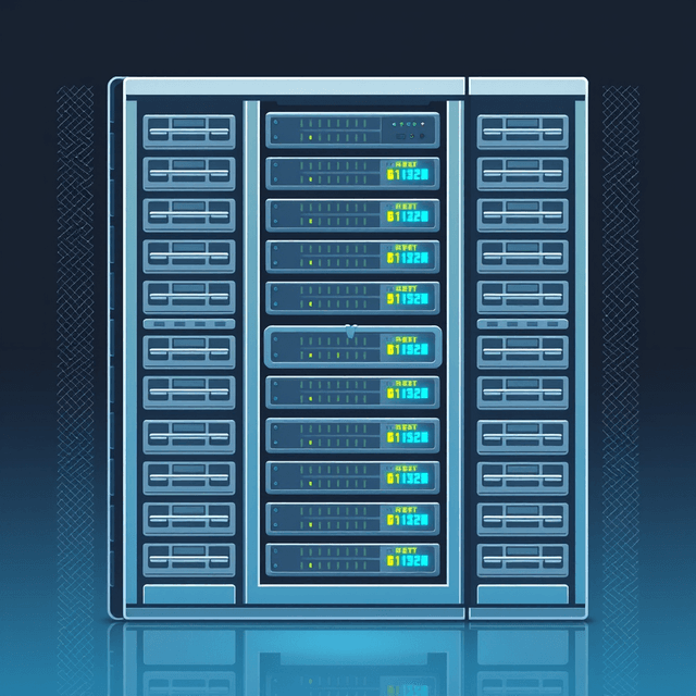 server rack, diffusion model, data, storage, clean editorial illustration, digital decay, smooth gradients, scan line