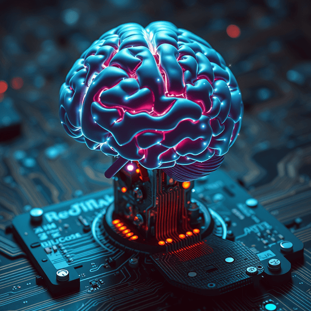 AI brain, neural network, circuit board, sharp tech-noir photography style, cool steel blues