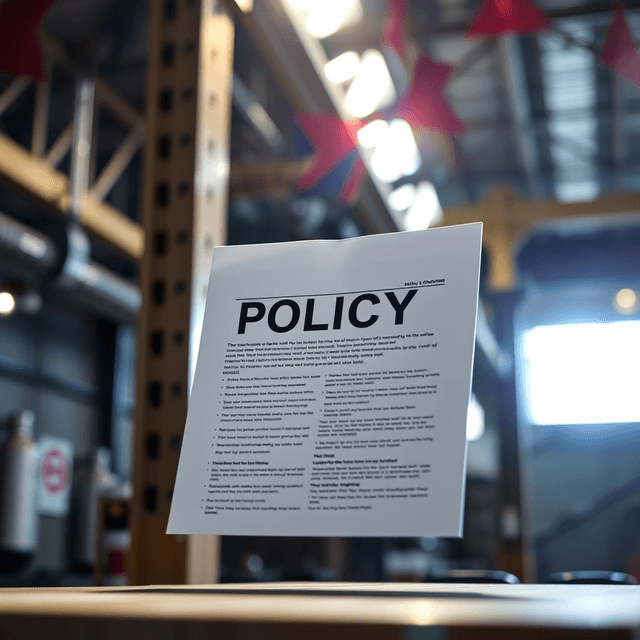 abstract concept, tangible enforcement, policy document, steel blues, lens flare accents