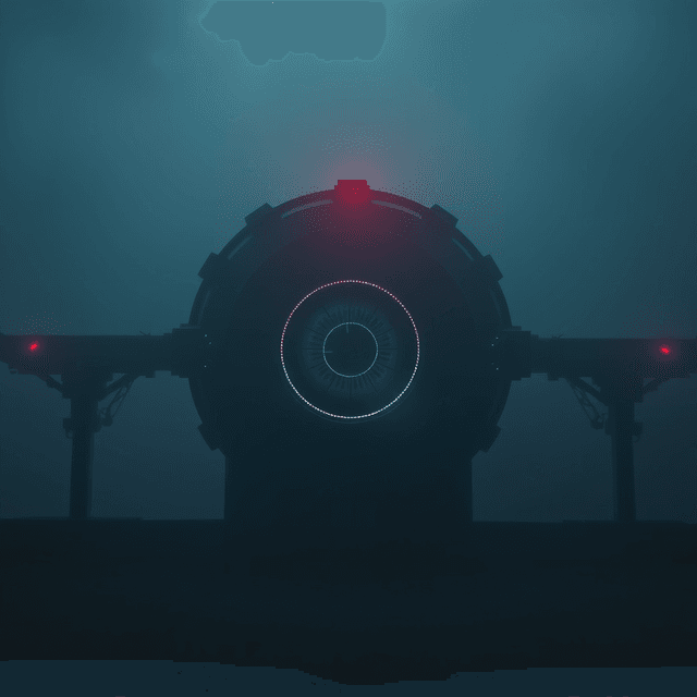 iris scanner, orb, concert access, sci-fi, dark moody tones