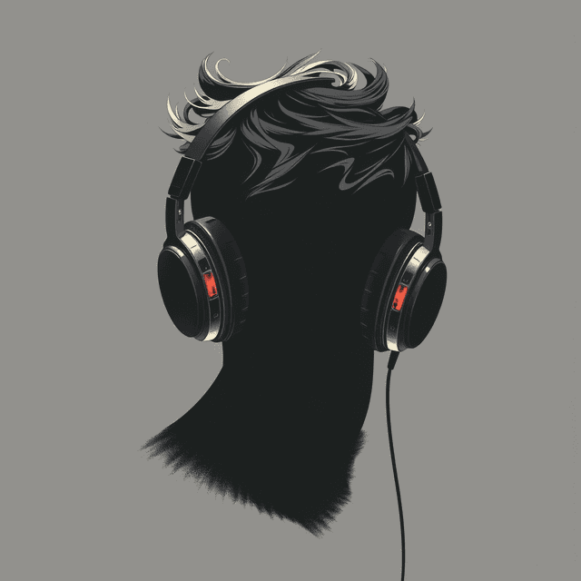 headphones, luxury, technology, debate, dark moody tones, editorial illustration