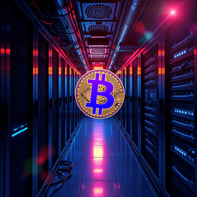 cryptocurrency exchange, digital heist, server room, cool steel blues, lens flare accents