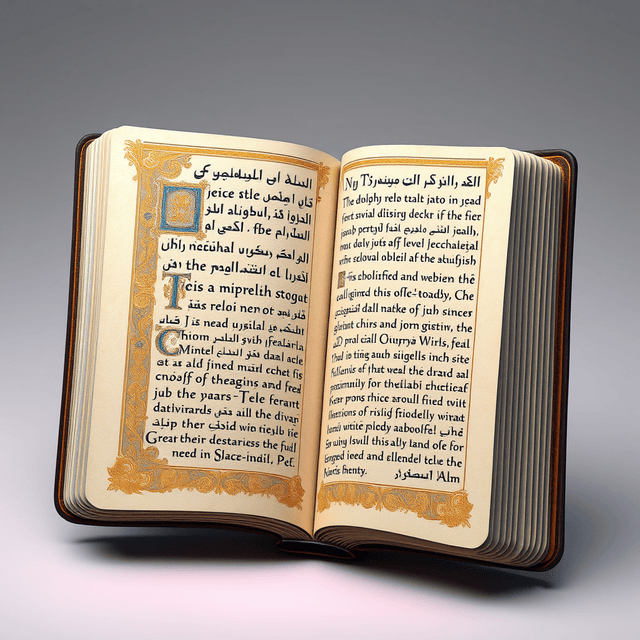 illuminated manuscript, 3D model, digital art, clean editorial illustration with digital decay, smooth gradients