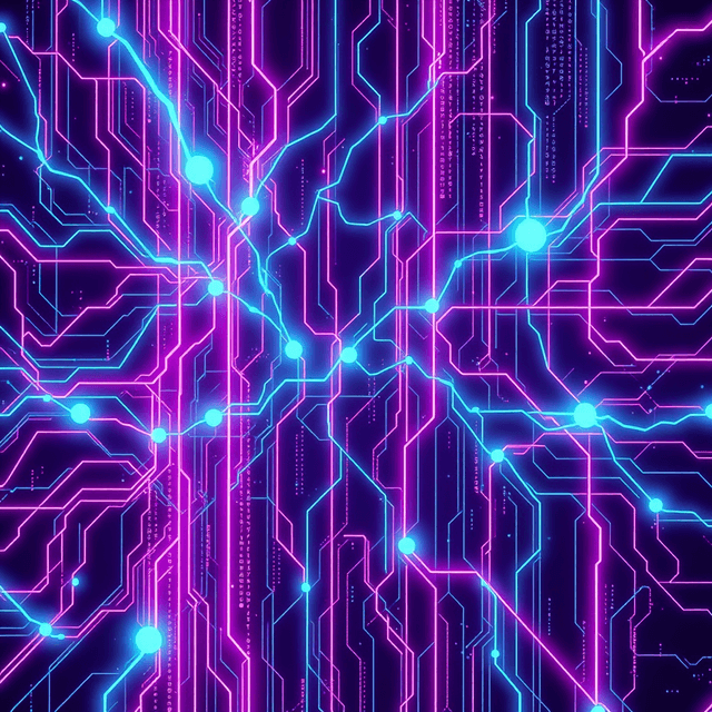 neural network weights, data compression, digital static, neon cyan, clean editorial illustration